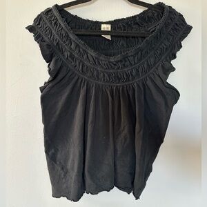 We The Free Black Ruffled Blouse